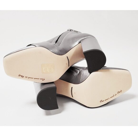 DOLCE & GABBANA BOOTS ANKLE METALLIC SILVER LEATHER JEWELED BUCKLE IT 38 US 7.5 - Picture 12 of 13